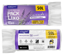 SACO DE LIXO LAVANDA 50 LITROS (63X80 CM) - FARDO COM 10 ROLOS (30 UND POR ROLO)