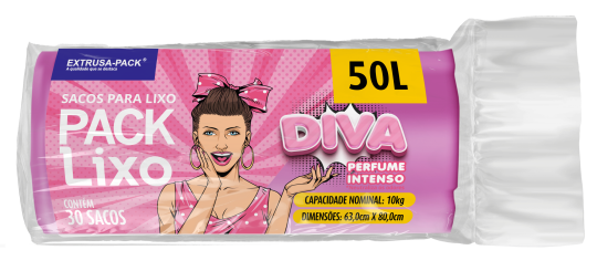 PACK LIXO DIVA 050 LITROS 63X80 ROSA FD 10X30 UN