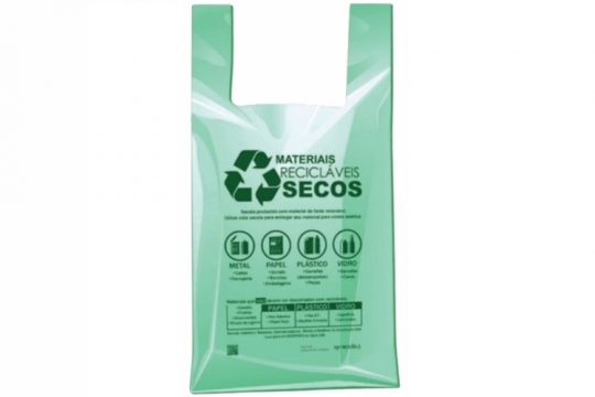 SACOLA VERDE RECICLAVEL LEI SP 48X55 BIOPLASTICA - PACOTE 2.8KG