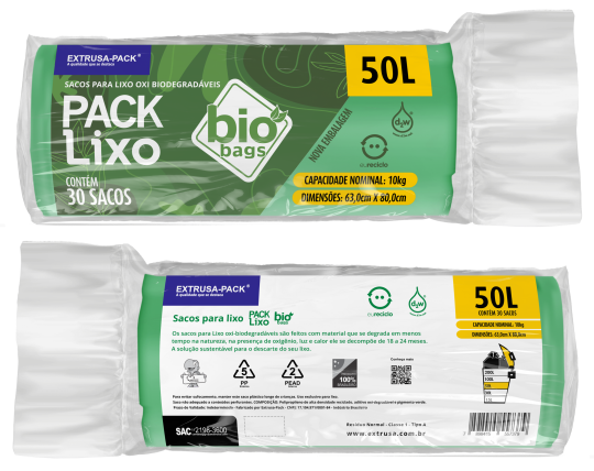PACK LIXO BIOBAGS 050 LITROS VERDE 63X80 FD 10X30 UN